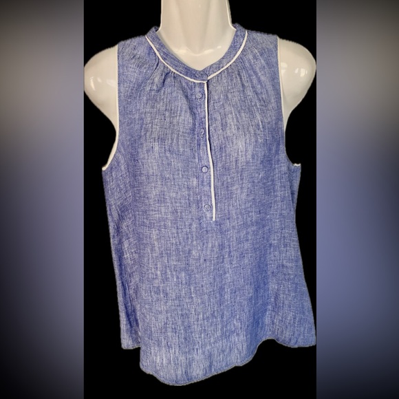 Joie Tamaline Loose Fit XS 0 2 4 Designer Boutique Tank Top Blue Linen Like New! - Picture 2 of 7
